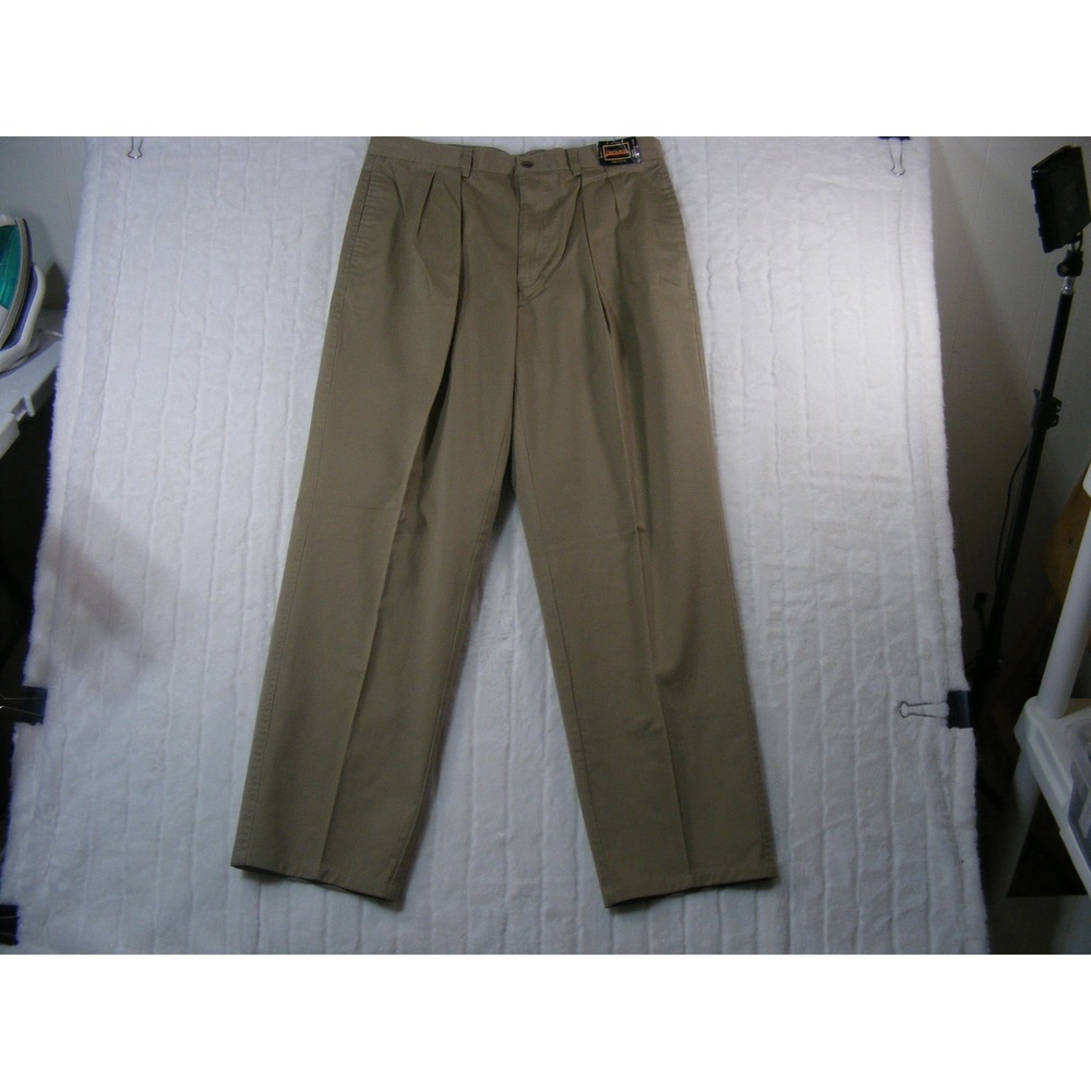 Old School Clothing Co Pleated Chinos Mens 34x36 Tan Excellent Cotton Trousers